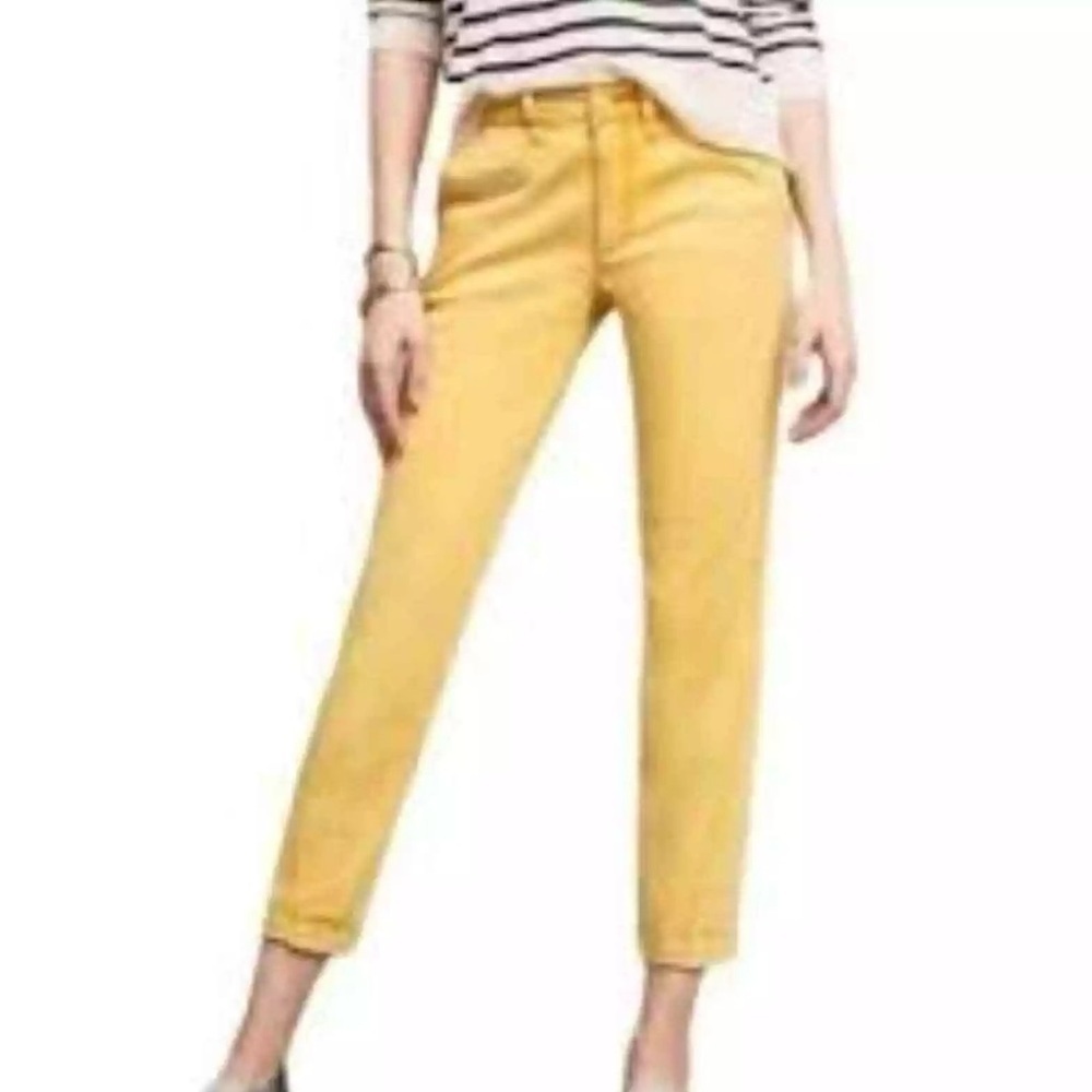 Anthropologie Chino Yellow Relaxed Crop Chinos Pants Size 25P